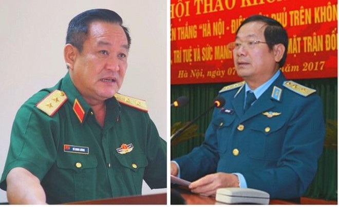 Trung tướng Võ Minh Lương (trái) và Thượng tướng Lê Huy Vịnh.