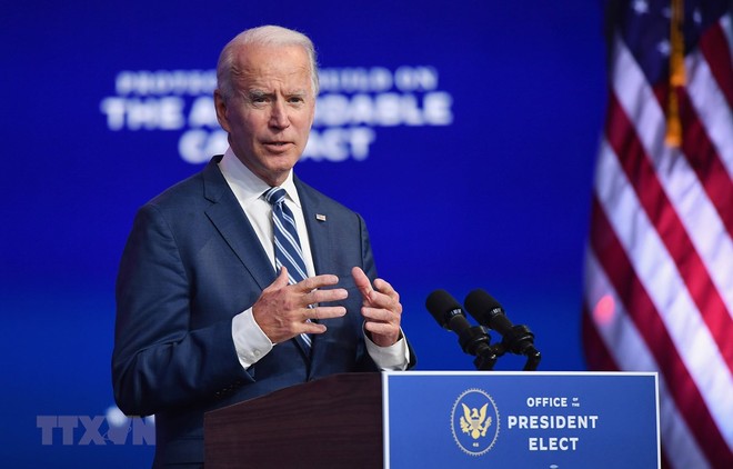 Ứng cử viên Tổng thống Mỹ của đảng Dân chủ Joe Biden phát biểu tại một sự kiện ở Wilmington, bang Delaware ngày 10/11/2020. (Ảnh: AFP/TTXVN).