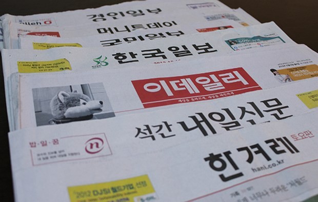 Một số tờ báo của Hàn Quốc. (Nguồn: Yonhap).