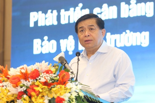 Bộ trưởng Bộ Kế hoạch và Đầu tư Nguyễn Chí Dũng phát biểu khai mạc Hội nghị báo cáo và tham vấn quy hoạch vùng ĐBSCL thời kỳ 2021-2030, tầm nhìn đến 2050 - Ảnh: Lê Toàn.