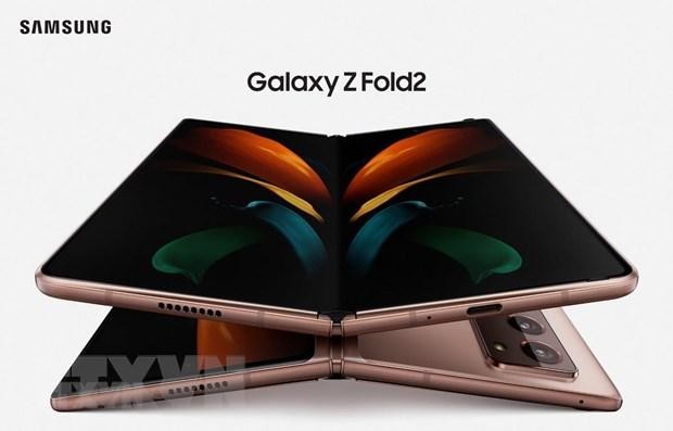Mẫu smartphone gập mới Galaxy Z Fold 2 được Samsung giới thiệu tại sự kiện Galaxy Unpacked ngày 5/8 vừa qua. (Ảnh: Yonhap/TTXVN).