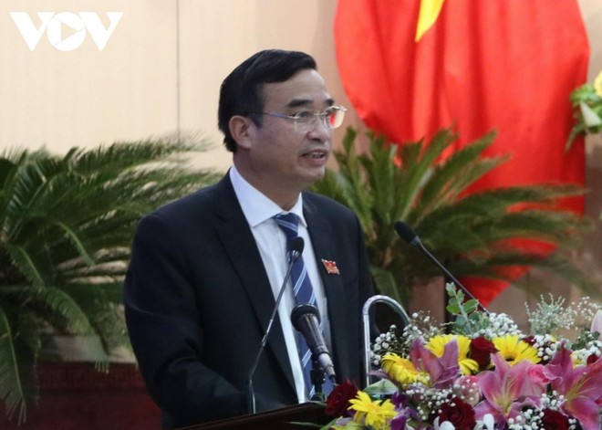 Ông Lê Trung Chinh, tân Chủ tịch UBND thành phố Đà Nẵng phát biểu nhận nhiệm vụ trước HĐND ngày 9/12/2020.