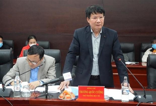Thứ trưởng Bộ Y tế Trương Quốc Cường phát biểu tại buổi làm việc với Ban Chỉ đạo phòng chống dịch COVID-19 thành phố Đà Nẵng. (Ảnh: Văn Dũng/TTXVN).