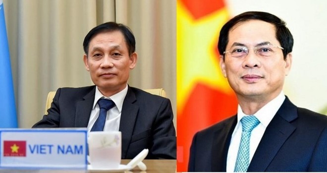 Thứ trưởng Ngoại giao Lê Hoài Trung (trái) và Thứ trưởng Thường trực Bộ Ngoại giao Bùi Thanh Sơn (phải).
