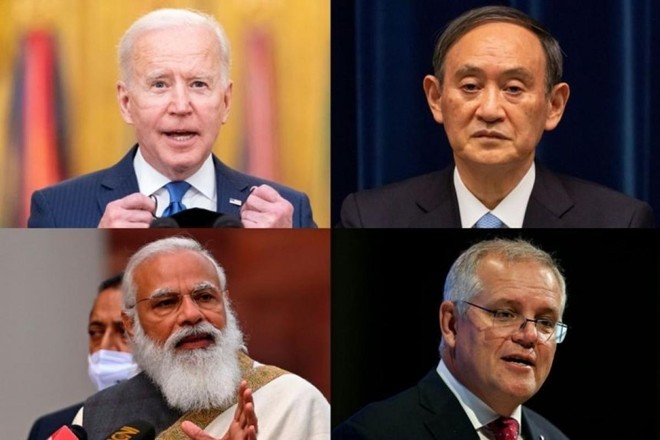 Tổng thống Mỹ Joe Biden, Thủ tướng Nhật Bản Suga Yoshihide, Thủ tướng Australia Scott Morrison và Thủ tướng Ấn Độ Narendra Modi. Ảnh: AFP/Reuters/EPA.