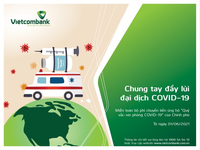 Vietcombank miễn phí chuyển tiền ủng hộ Quỹ vắc-xin phòng COVID-19