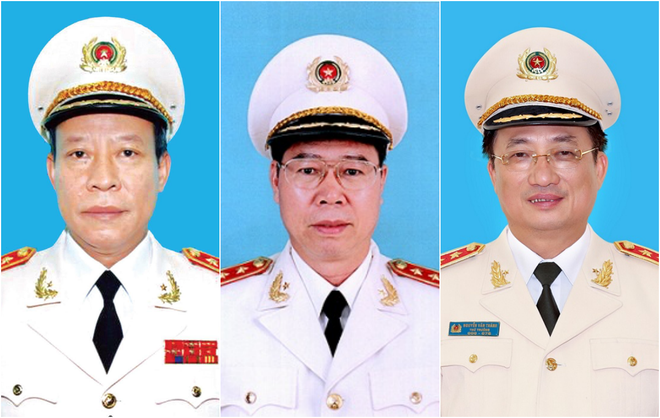 Thượng tướng Lê Quý Vương, Bùi Văn Nam, Nguyễn Văn Thành (từ trái qua phải). Ảnh: Bộ Công an.
