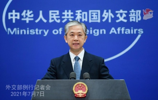 Phát ngôn viên Bộ Ngoại giao Trung Quốc Uông Văn Bân phát biểu tại cuộc họp báo ở Bắc Kinh ngày 7.7. BỘ NGOẠI GIAO TRUNG QUỐC.