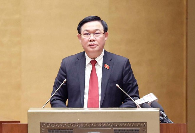 Chủ tịch Quốc hội Vương Đình Huệ phát biểu bế mạc Hội nghị.