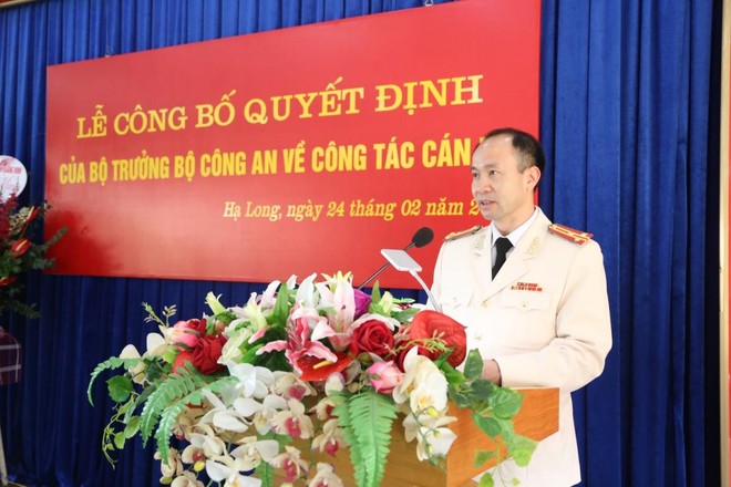 Thượng tá Nguyễn Quang Phương, Phó Giám đốc Công an tỉnh phát biểu nhận nhiệm vụ (Ảnh: Công an tỉnh Quảng Ninh).