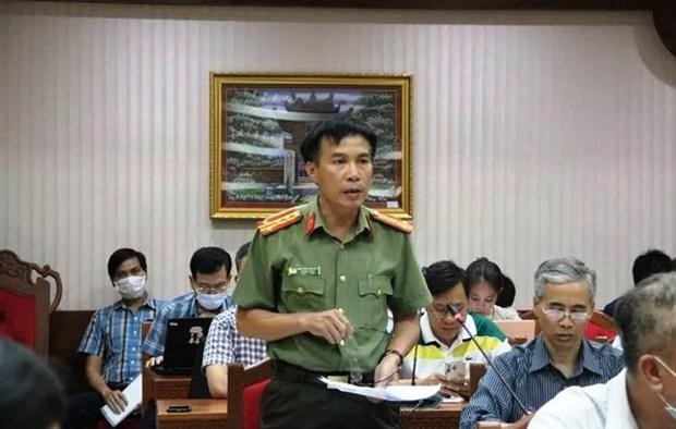 Đại diện Công an tỉnh thông tin về việc CDC Đắk Lắk mua kit xét nghiệm của Việt Á. (Nguồn: vtv.vn).