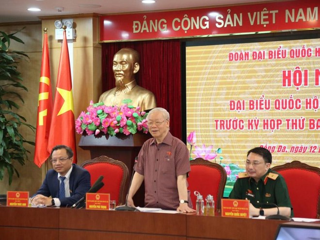 Tổng Bí thư Nguyễn Phú Trọng phát biểu tại cuộc tiếp xúc cử tri trước kỳ họp thứ ba của Quốc hội khóa XV.
