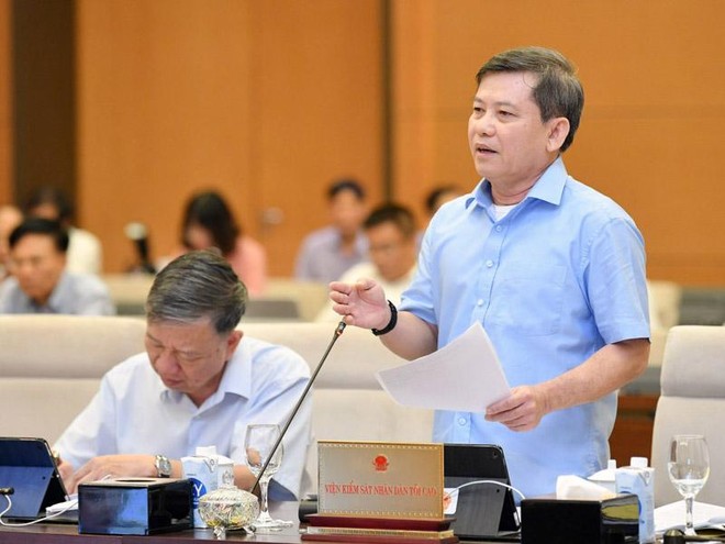 Viện trưởng Viện Kiểm sát Nhân dân Tối cao Lê Minh Trí phát biểu tại phiên họp.