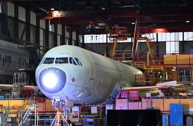 Một chiếc A321 tại xưởng sản xuất tại Thiên Tân. (Nguồn: english.news.cn).
