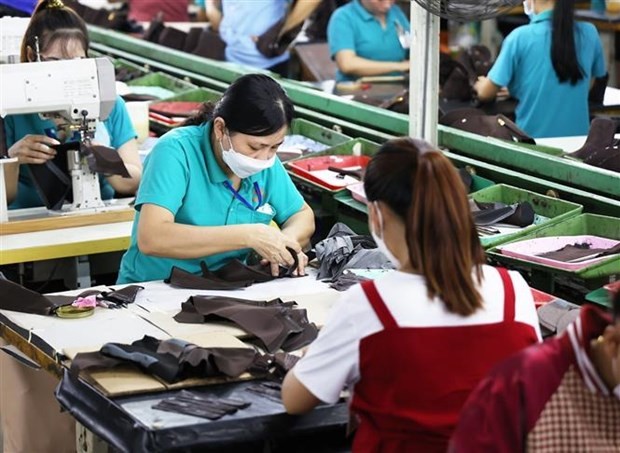 Công nhân làm việc tại nhà máy Công ty TNHH Giày Gia Định, thành phố Thủ Đức (Thành phố Hồ Chí Minh). (Ảnh: Hồng Đạt/TTXVN)