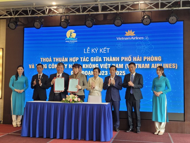 Lễ ký kết thỏa thuận hợp tác giữa Thành phố Hải Phòng với Tổng Công ty Hàng không Việt Nam giai đoạn 2023 - 2025.