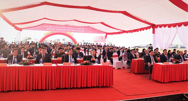 Các đại biểu dự Lễ khởi công Nhà máy Greenworks Thái Bình Việt Nam tại Khu công nghiệp Liên Hà Thái (Khu kinh tế Thái Bình).