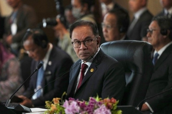 Thủ tướng Anwar Ibrahim tham dự Hội nghị Cấp cao ASEAN lần thứ 42 tại Labuan Bajo, Indonesia hôm 10/5/2023. Ảnh: AFP.