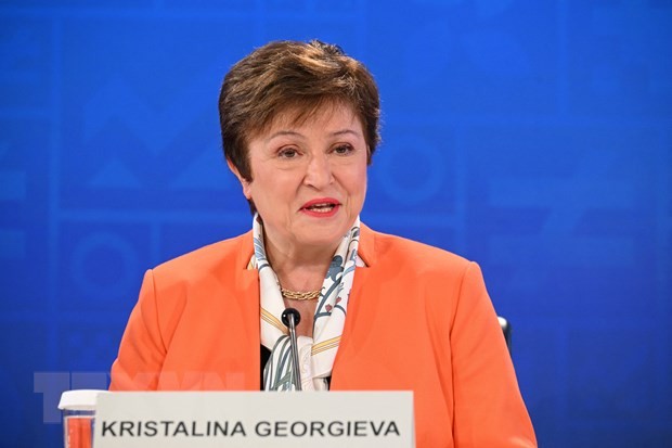 Tổng Giám đốc Quỹ Tiền tệ quốc tế (IMF), bà Kristalina Georgieva phát biểu tại Washington, DC, Mỹ. (Ảnh: AFP/TTXVN)