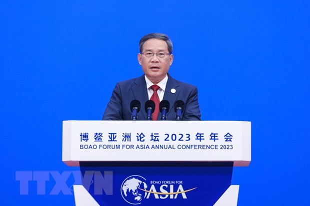 Thủ tướng Trung Quốc Lý Cường phát biểu tại Hải Nam, Trung Quốc, ngày 30/3/2023. (Ảnh: THX/TTXVN)