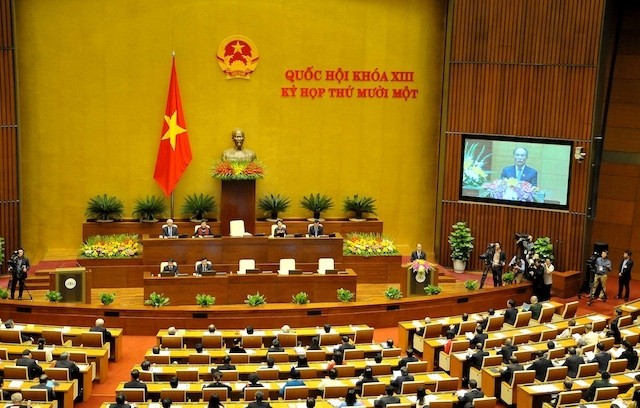 Chủ tịch Quốc hội Nguyễn Sinh Hùng phát biểu khai mạc kỳ họp thứ 11 (ảnh: Nhân Dân)
