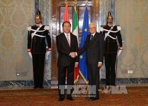 Chủ tịch nước Trần Đại Quang và Tổng thống Italy Sergio Mattarella.
