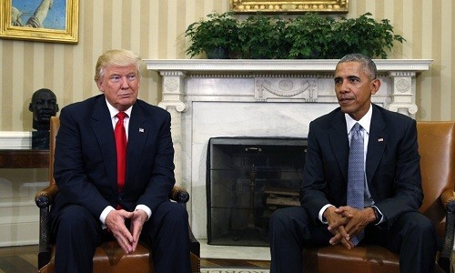 Tổng thống đắc cử Mỹ Donald Trump và Tổng thống Mỹ Obama tại Nhà Trắng. Ảnh: Reuters.