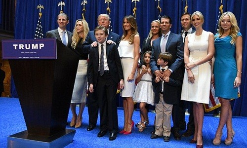 Gia đình Tổng thống Mỹ Donald Trump. Ảnh: Rex