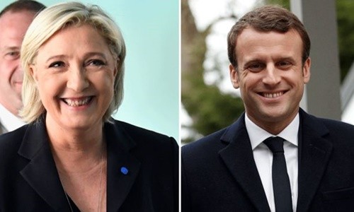 Bà Marine Le Pen và ông Emmanuel Macron. Ảnh:BBC