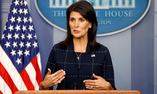 Đại sứ Mỹ tại Liên Hợp Quốc Nikki Haley. Ảnh:Reuters.