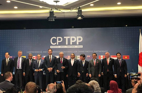 Đại diện 11 nước thành viên ký CPTPP tại Chile vào tháng 3/2018.Ảnh: Reuters
