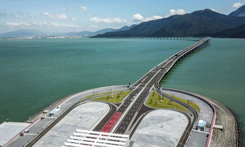 Cầu nối Hong Kong - Macau - Chu Hải trước khi được khánh thành. Ảnh:SCMP.
