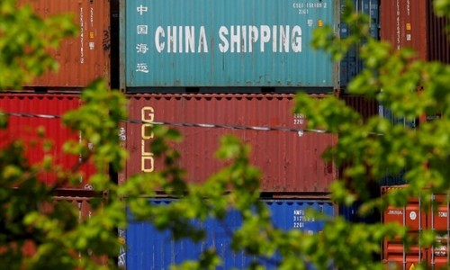 Các container hàng Trung Quốc đặt tại một cảng ở Boston, Massachusetts (Mỹ). Ảnh:Reuters