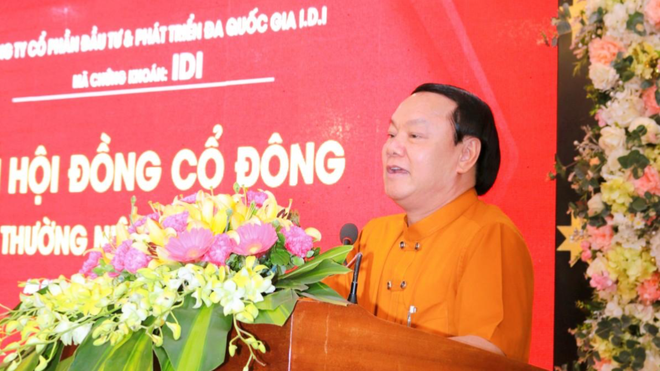 Ông Lê Thanh Thuấn, Chủ tịch HĐQT IDI phát biểu tại Đại hội