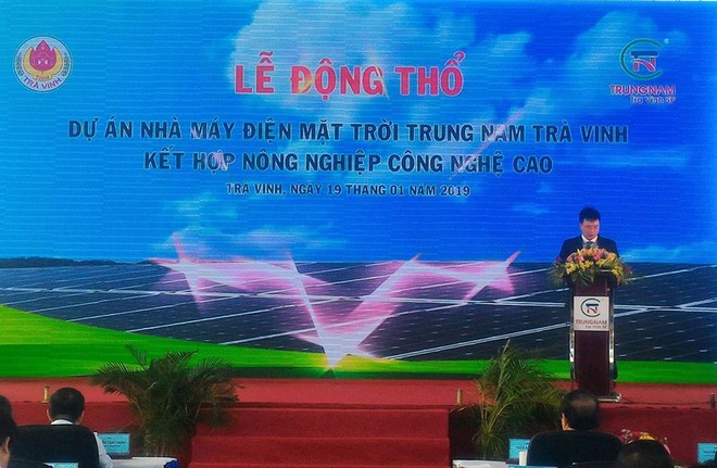 Đỗ Văn Kiên, Tổng giám đốc Trungnam Trà Vinh Solar Power phát biểu tại lễ động thổ xây dựng dự án.