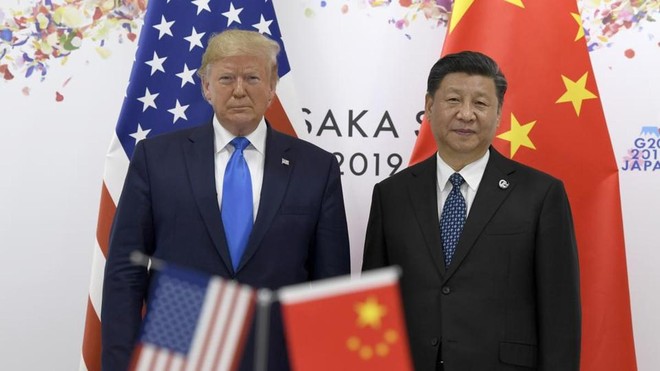 Tổng thống Mỹ Donald Trump và Chủ tịch Trung Quốc Tập Cận Bình trong cuộc họp bên lề Hội nghị thượng đỉnh G-20 tại Osaka, Nhật Bản này 29/6/2019. Ảnh: AP.