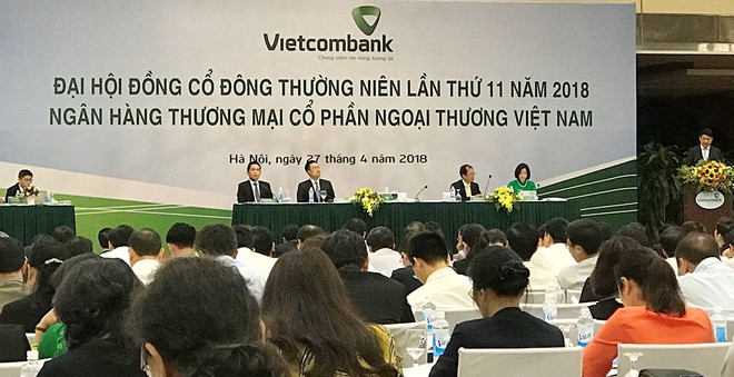 Ông Nghiêm Xuân Thành, Chủ tịch HĐQT Vietcombank phát biểu tại ĐHCĐ