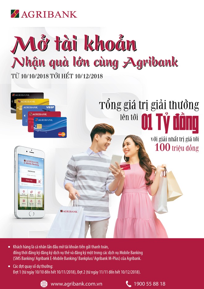 Cơ hội nhận ưu đãi “Kép” khi mở tài khoản và sử dụng dịch vụ của Agribank