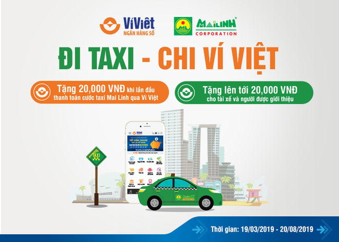 Ví Việt tặng thưởng khách hàng khi thanh toán cước Taxi Mai Linh qua mã QR