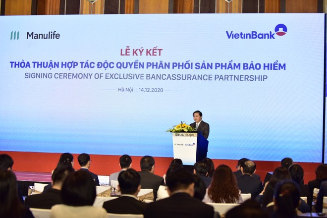 Ông Lê Đức Thọ, Chủ tịch VietinBank phát biểu tại Lễ lý kết