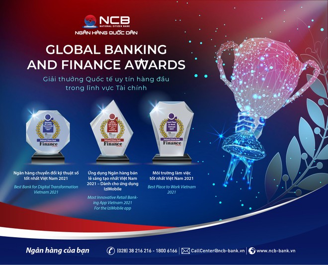 NCB nhận 3 giải thưởng quốc tế danh giá tại Global Banking & Finance Awards