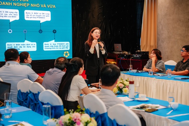 Bà Nguyễn Thị Kim Phượng - Phó Giám đốc Ban Khách hàng doanh nghiệp BIDV – phát biểu tại Diễn đàn.