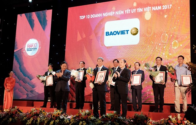 Bảo Việt (BVH) được vinh danh trong Top 10 Doanh nghiệp niêm yết uy tín năm 2017 