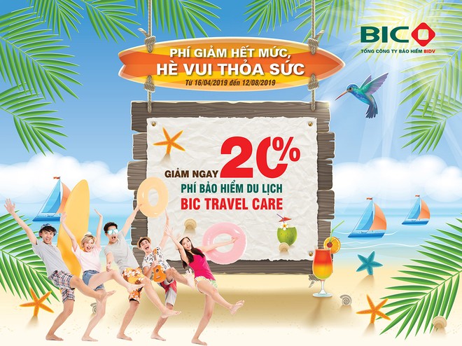 Ưu đãi 20% phí bảo hiểm du lịch BIC Travel Care trong dịp hè 2019