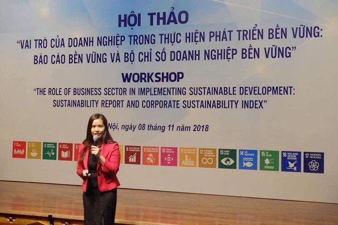 Bà Nguyễn Thanh Hoa, đại diện Tập đoàn Bảo Việt phát biểu tại Tọa đàm