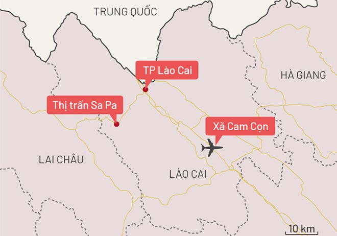Sân bay Sapa sẽ được đặt tại xã Cam Cọn, huyện Bảo Yên. Đồ họa: Tiến Thành - Vnexpress