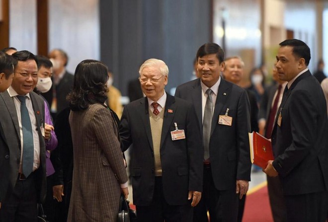 Tổng Bí thư, Chủ tịch nước Nguyễn Phú Trọng và các vị đại biểu dự Đại hội.