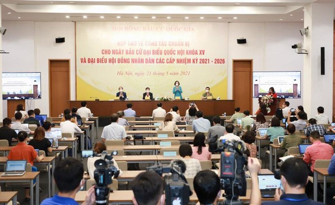 Hội đồng Bầu cử Quốc gia họp báo về công tác chuẩn bị bầu cử (Ảnh- Duy Linh) .