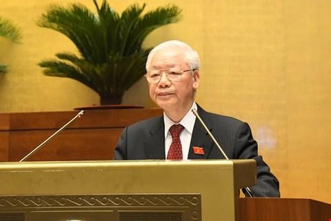 Tổng Bí thư Nguyễn Phú Trọng phát biểu tại phiên khai mạc Kỳ họp thứ Nhất, Quốc hội Khóa XV (Ảnh Quochoi.vn).