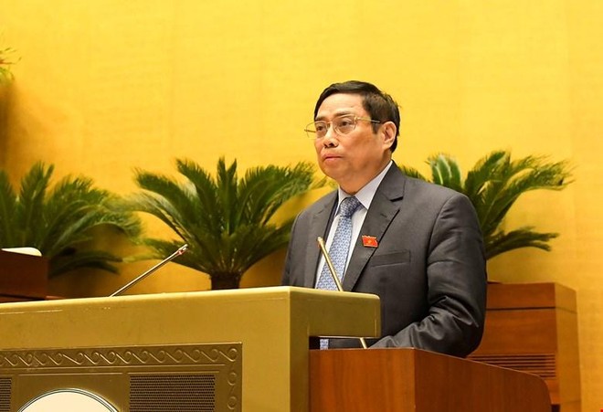 Thủ tướng Chính phủ Phạm Minh Chính trong một phiên họp của Quốc hội khoá XV.